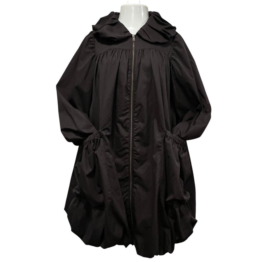 H&M Bubble Hem Zip Coat Pockets, Dark Gray, 4